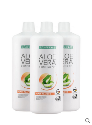 Aloe Vera Гел за пиене с вкус на праскова, троен комплект